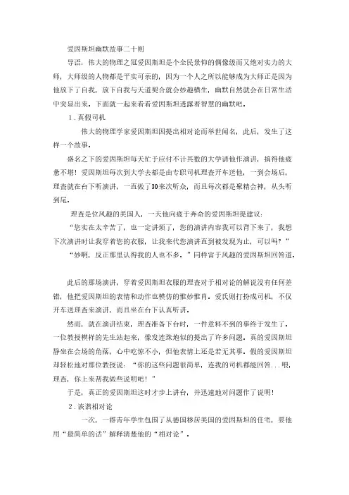 爱因斯坦滑稽故事二十则