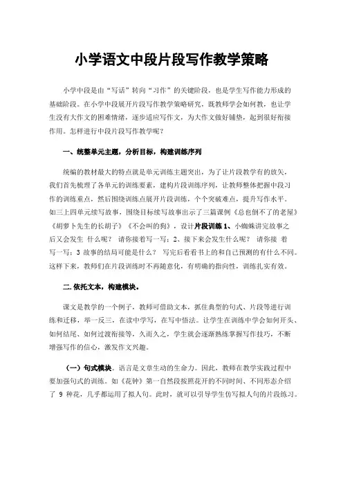 小学语文中段片段写作教学策略