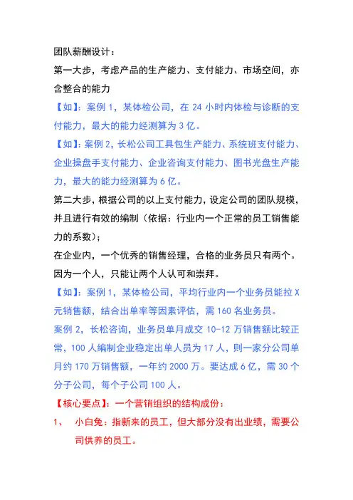 菲尔德一的团队薪酬设计