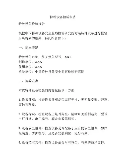 特种设备检验报告