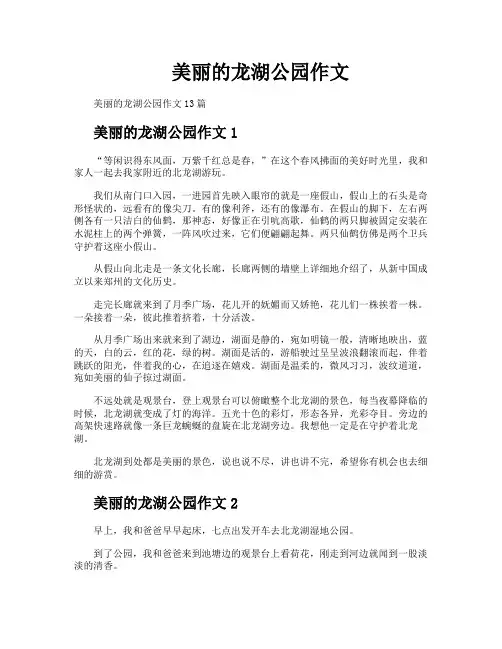 美丽的龙湖公园作文