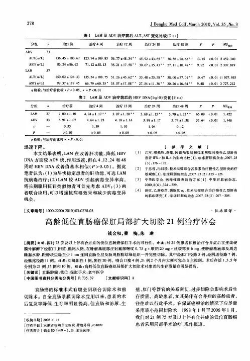 高龄低位直肠癌保肛局部扩大切除21例治疗体会