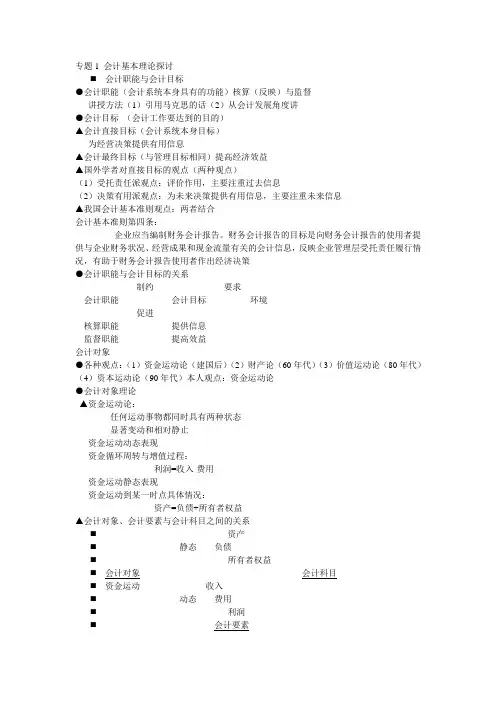 专题1会计基本理论探讨