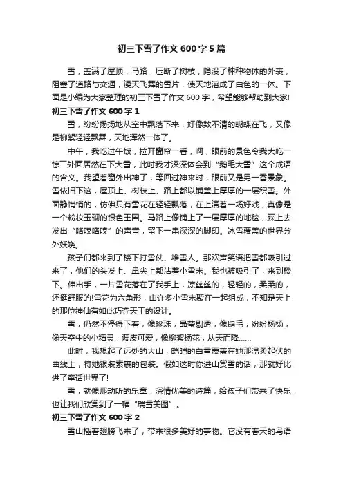 初三下雪了作文600字5篇