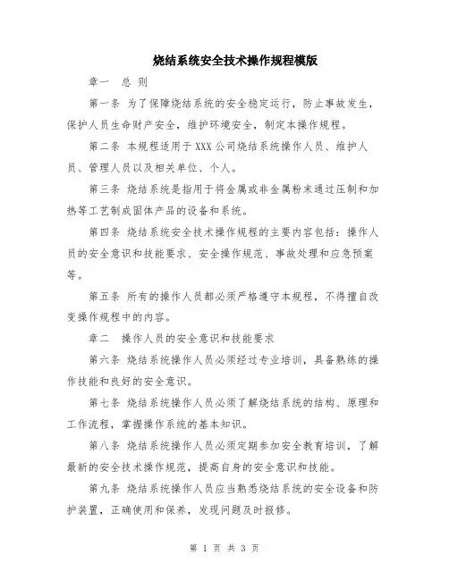 烧结系统安全技术操作规程模版