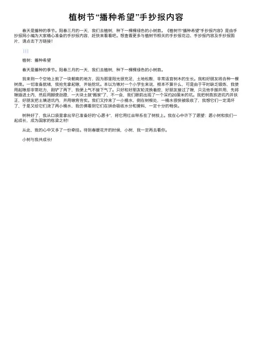 植树节“播种希望”手抄报内容