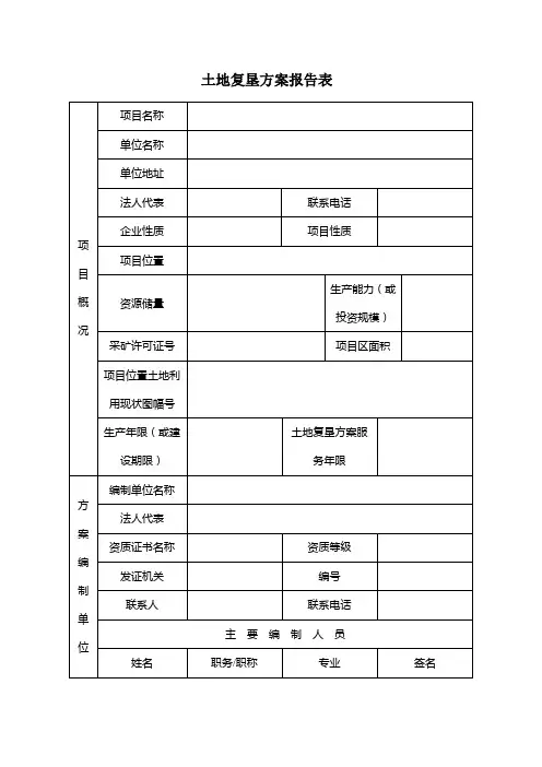 土地复垦方案报告表格式