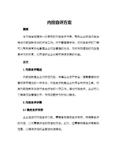 内控自评方案
