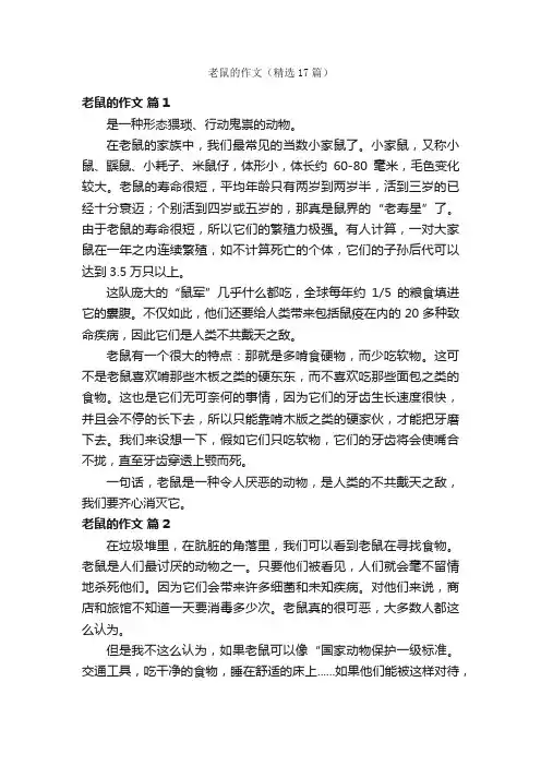 老鼠的作文（精选17篇）