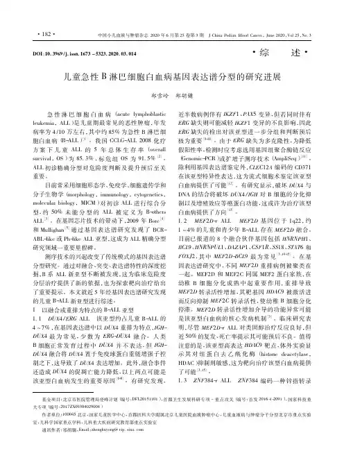 儿童急性B淋巴细胞白血病基因表达谱分型的研究进展
