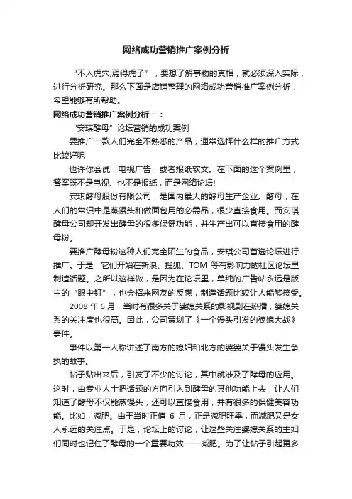 网络成功营销推广案例分析