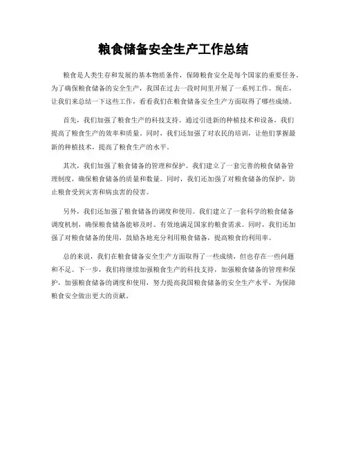 粮食储备安全生产工作总结