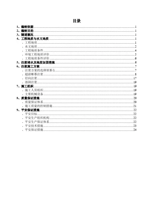 超前预注浆,径向注浆及溶洞注浆施工方案修改