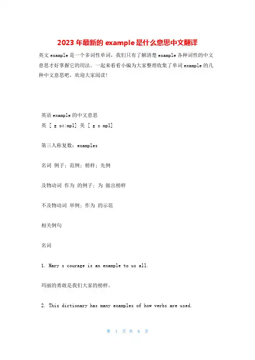2023年最新的example是什么意思中文翻译