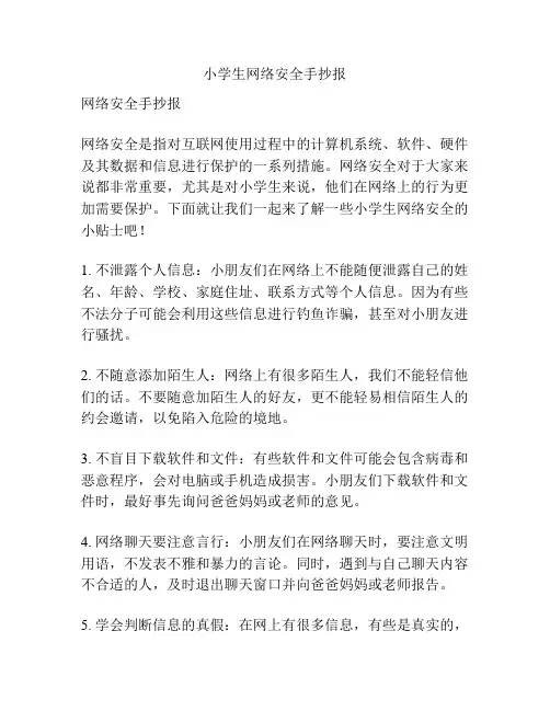 小学生网络安全手抄报