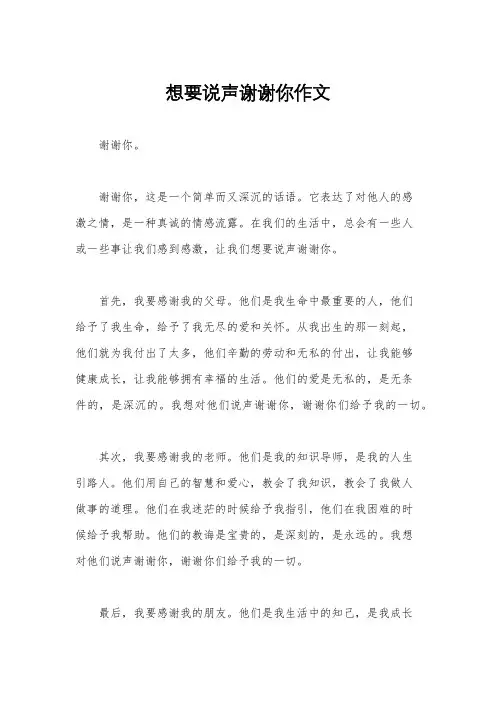 想要说声谢谢你作文