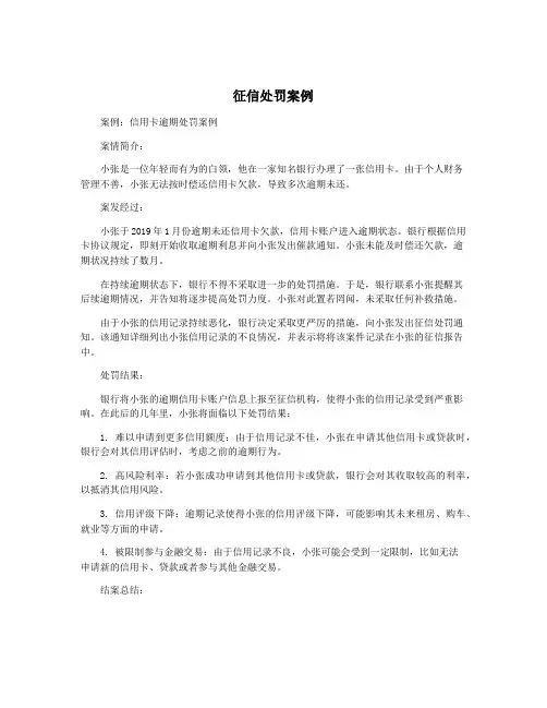 征信处罚案例