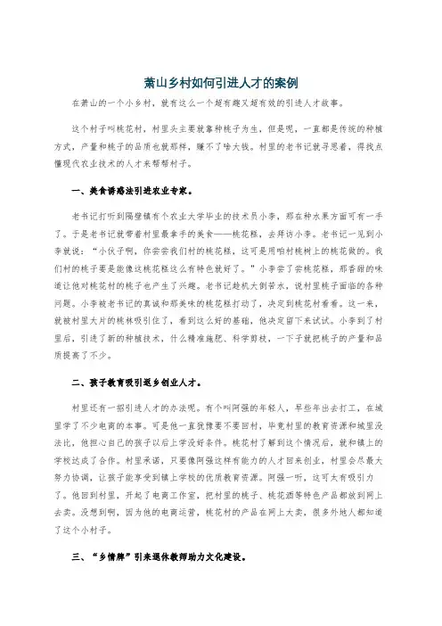萧山乡村如何引进人才的案例