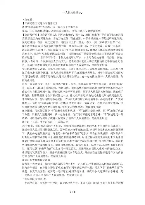 名师点评2008年高考高分满分作文-山东卷