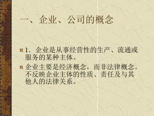 企业与公司法概述PPT课件
