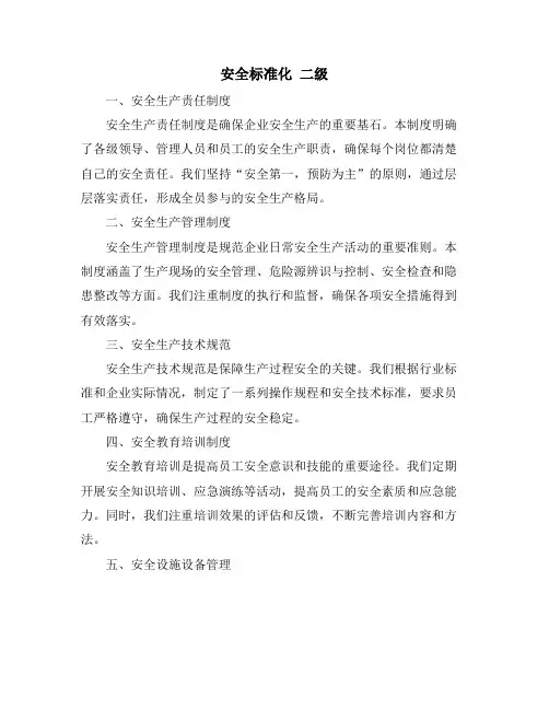 安全标准化 二级