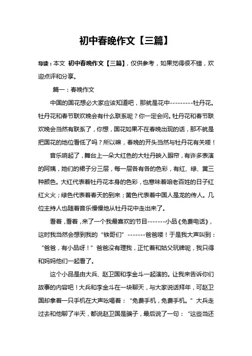 初中春晚作文【三篇】