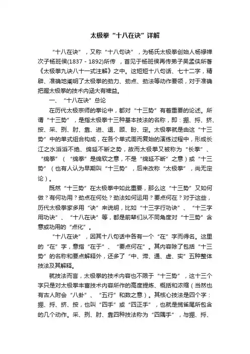 太极拳“十八在诀”详解