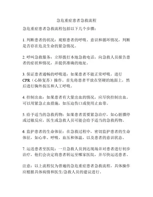 急危重症患者急救流程