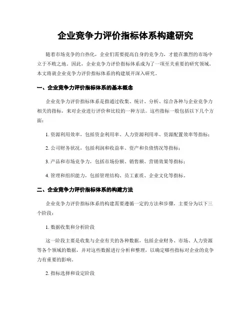 企业竞争力评价指标体系构建研究