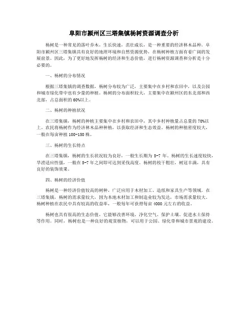 阜阳市颍州区三塔集镇杨树资源调查分析
