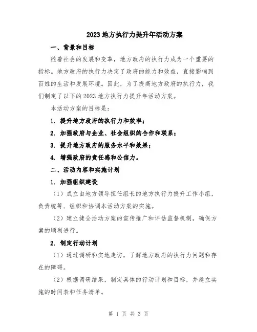 2023地方执行力提升年活动方案