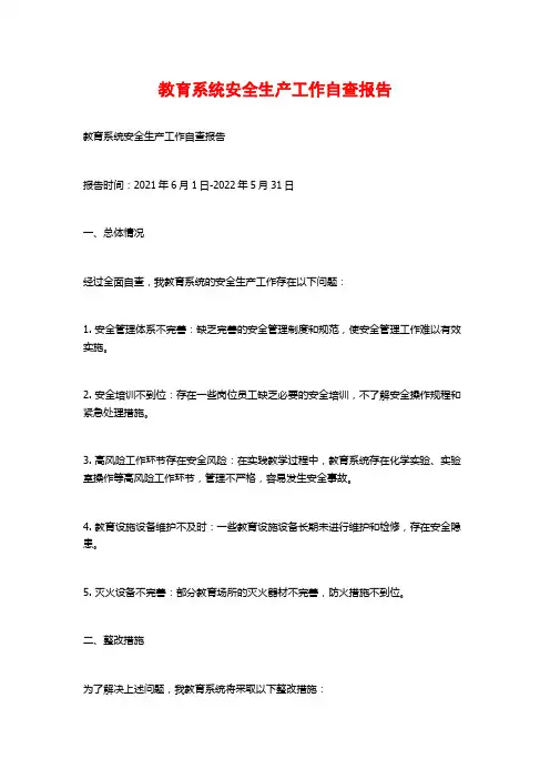 教育系统安全生产工作自查报告 (2)