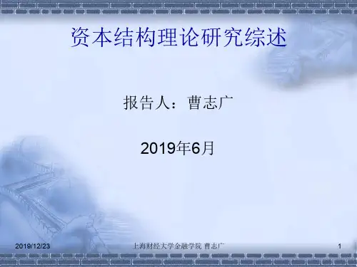 资本结构理论研究综述共32页PPT资料