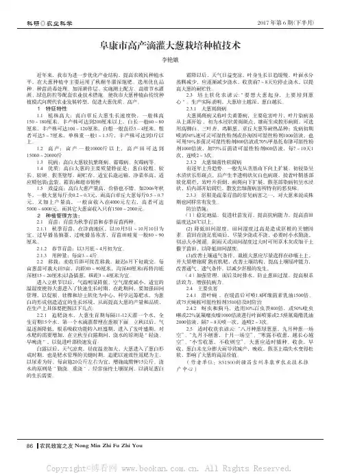 阜康市高产滴灌大葱栽培种植技术