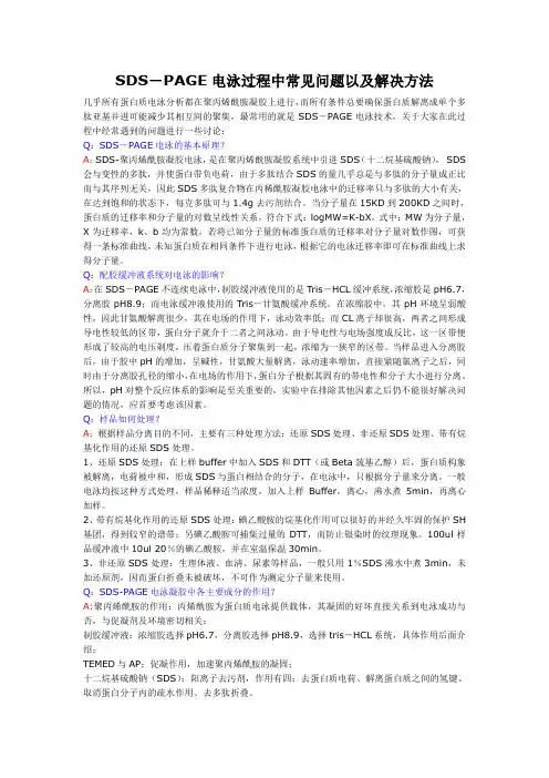 SDS-PAGE电泳过程中常见问题以及解决方法