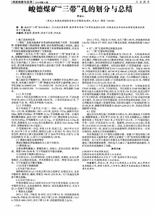 峻德煤矿“三带”孔的划分与总结