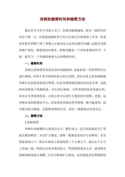 杏树的修剪时间和修剪方法