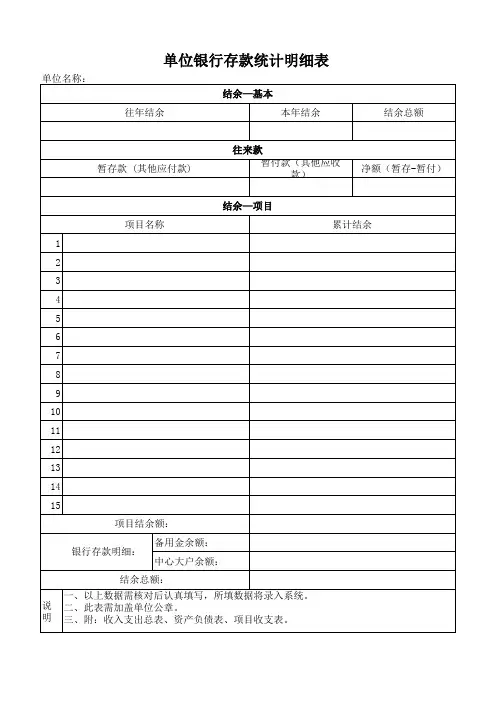 单位银行存款统计明细表