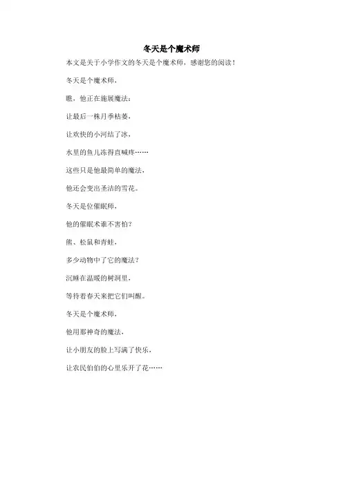 冬天是个魔术师_小学作文