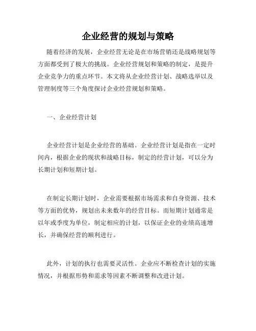 企业经营的规划与策略