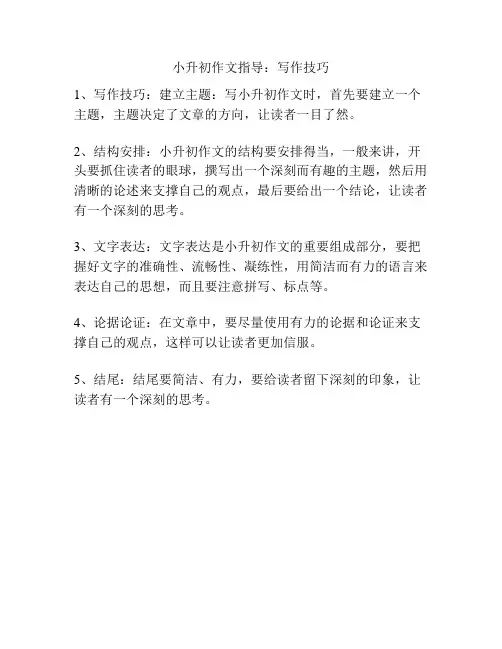 小升初作文指导：写作技巧