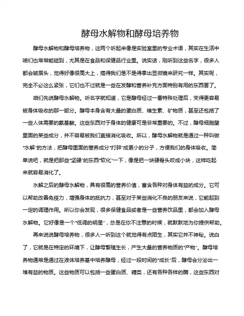 酵母水解物和酵母培养物