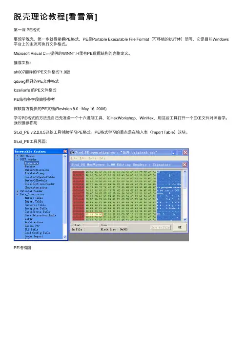 脱壳理论教程[看雪篇]