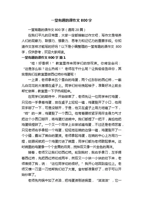 一堂有趣的课作文800字