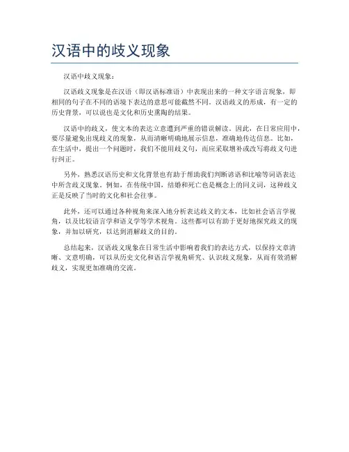汉语中的歧义现象