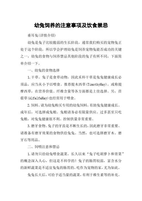 幼兔饲养的注意事项及饮食禁忌