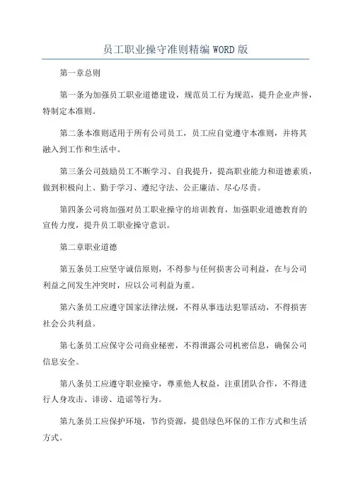 员工职业操守准则精编WORD版