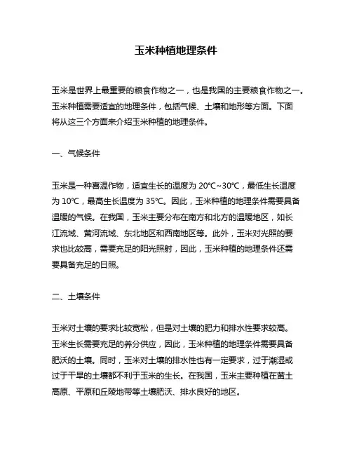 玉米种植地理条件