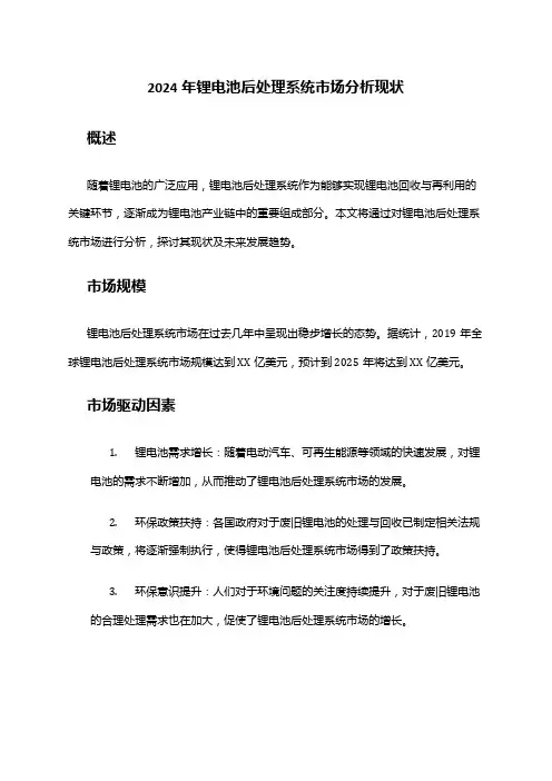 2024年锂电池后处理系统市场分析现状