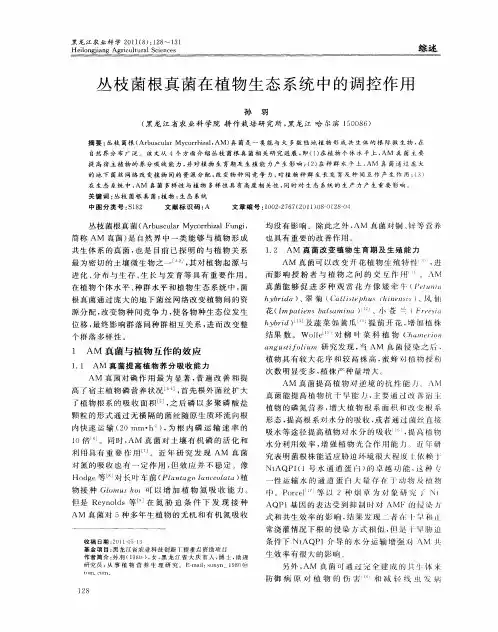 丛枝菌根真菌在植物生态系统中的调控作用